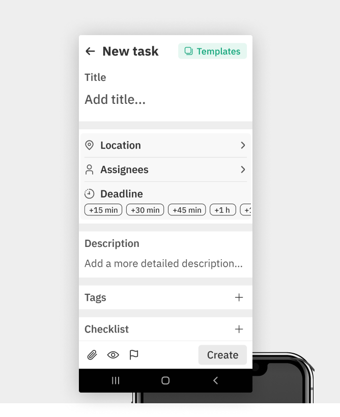 Create Task Window Button On Mobile